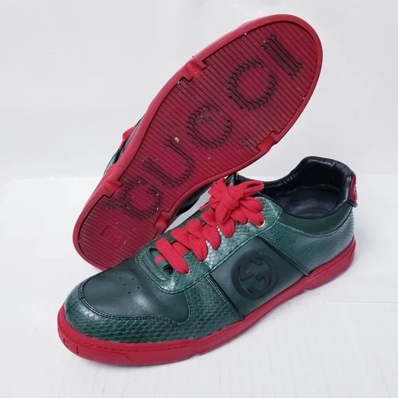 Gucci Men's Green and Red Sneakers